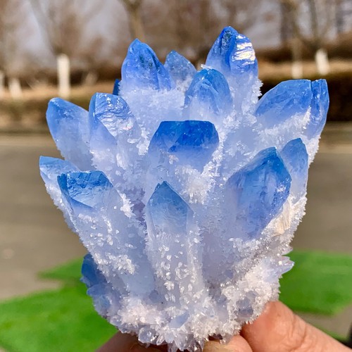 249GNewly discovered blue phantom crystal quartz cluster mineral sample healing - Picture 24 of 24