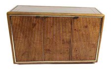 Mid-Century Modern Mirror Top American Martinsville Walnut Fluted Credenza,