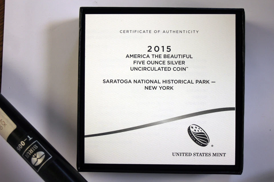 2015-P Saratoga NY America the Beautiful Five Ounce Silver Uncirculated(NUM4489) - Image 2 of 4