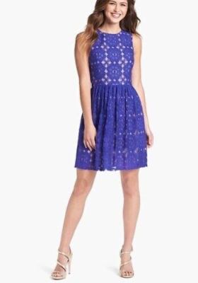 Ivy & blu women's size S lace blue sleeveless fit & flare mini dress | eBay