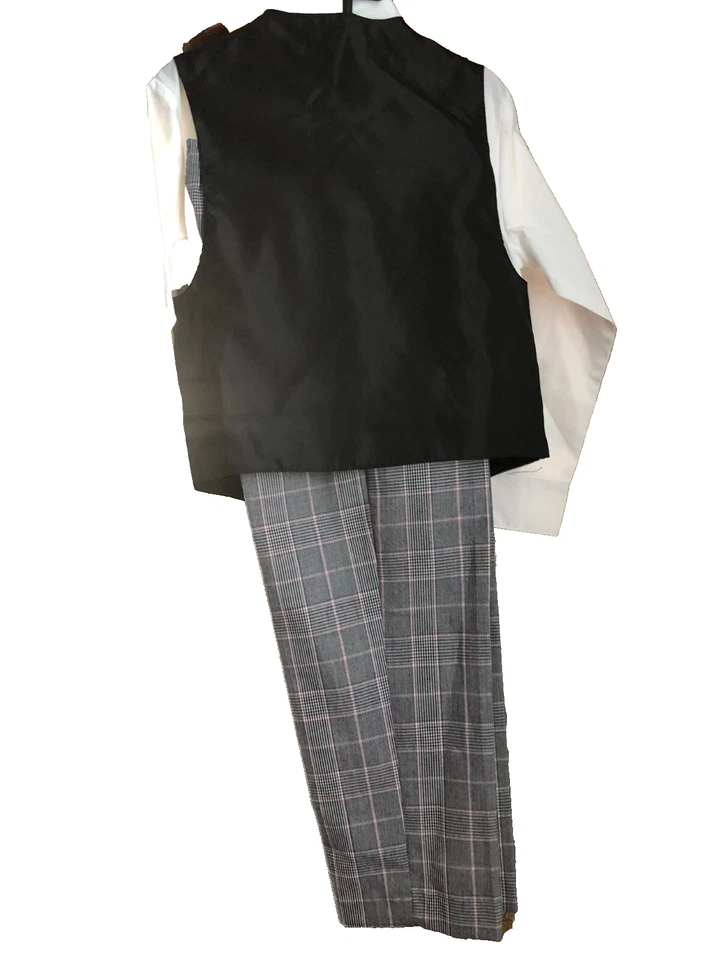 Conjunto de 4 piezas de chaleco formal gris Sean John para niños pantalones corbata camisa a cuadros talla 5 regular nuevo con etiquetas Foto 4 de 4