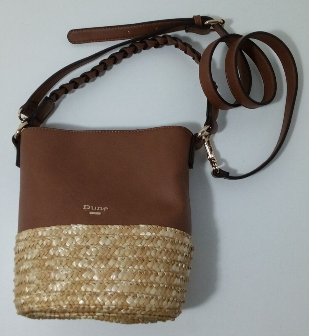 Dune Brown Bag Half Straw Handle Strap Pockets Dustbag eBay