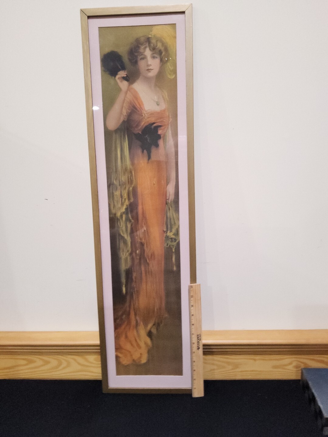 1914 Pabst Blue Ribbon Extract Yard Long American Flapper Girl Calendar Framed