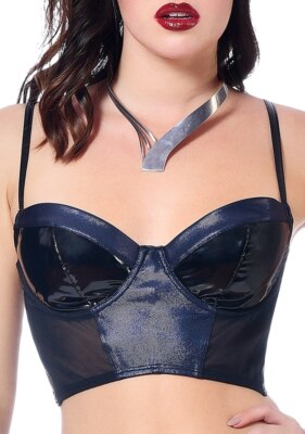 BH-Top Lack schwarz Stretchstoff blau Balconet Bügelcups B-D Patrice Catanzaro