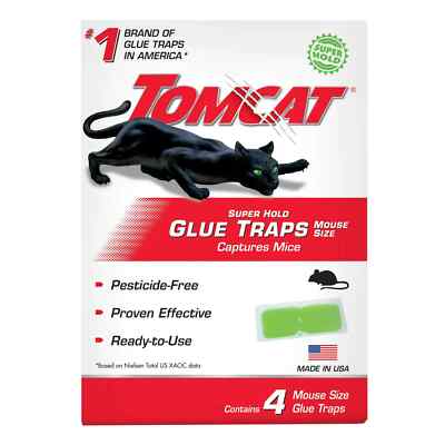Tomcat Super Hold Glue Traps Mouse Size, 4 Traps (Mouse Size)