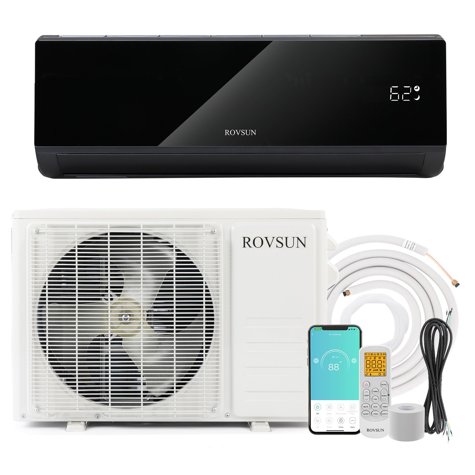 WIFI 9000-12000BTU Inverter Air Conditioner, 19SEER Mini Split AC/Heating  System | eBay