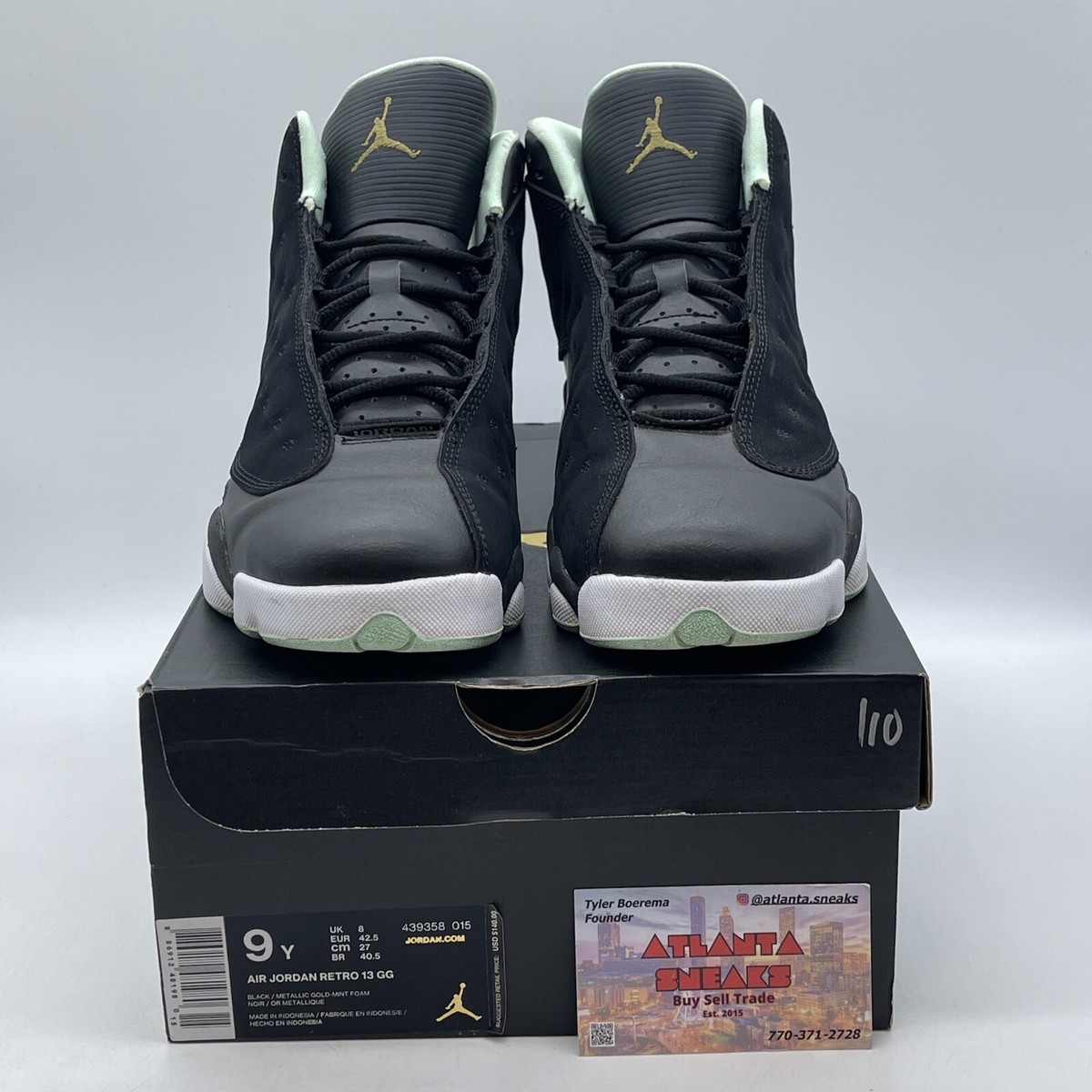 Size 9Y (GS) - Jordan 13 Retro Mid Mint Foam Black White (439358