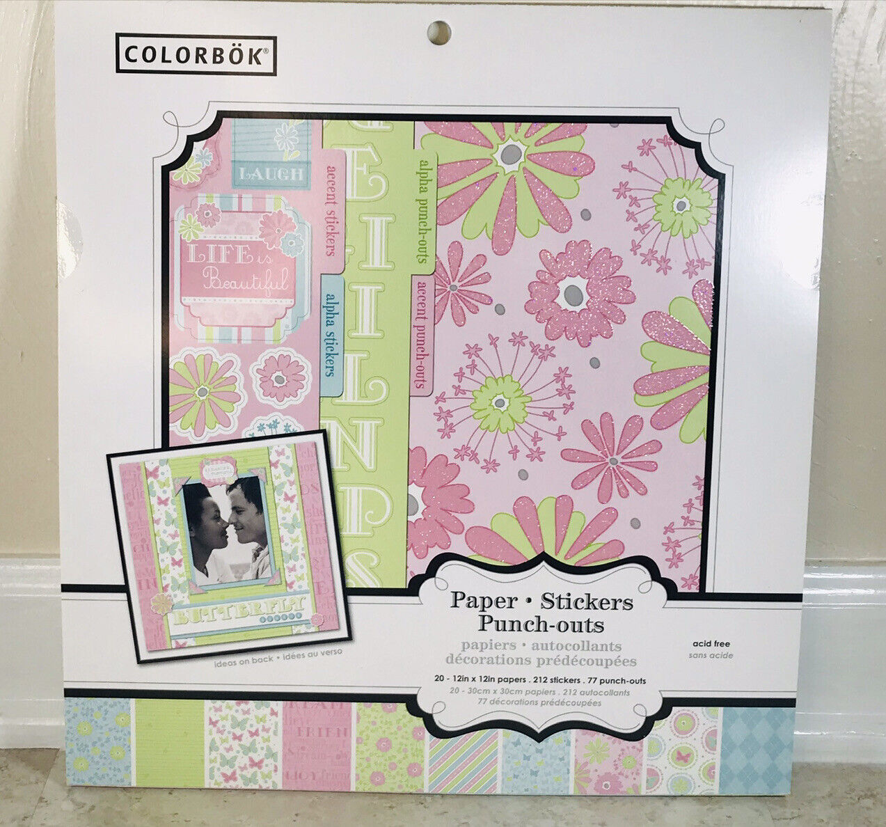 Colorbok  ASSORTED PATTERN SCRAPBOOK SHEETS STICKERS & PUNCH OUTS  12 X 12 SET