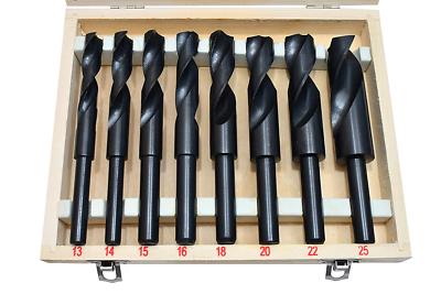8pc Metric Silver Deming Reduced Shank Drill Bit Set Automotive Tools 13mm-25mm
