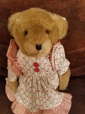 Tender Heart Treasures 12" Jointed Bear Suede paws/f Apple Anne 1992 Apple Dress