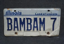 ILLINOIS Vanity License Plate - BAMBAM 7