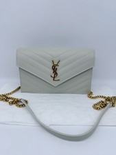 YSL Saint Laurent Wallet On Chain WOC Grain De Poudre Leather Duties Paid 