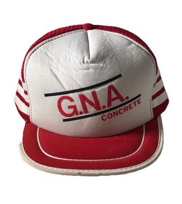 Vintage G. N. A. Concrete Snap Back Hat Cap 3 Stripe Trucker Mesh Adjustable