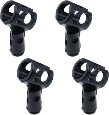 4Pcs Microphone Clip Rubber Flexible Mic Support handle: 1.77'', Black 