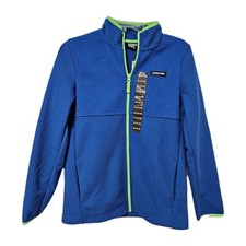 Land  s End Kids XL 14-16 Full Zip Fleece Blue Neon Trim Waffle Weave Jacket NWT