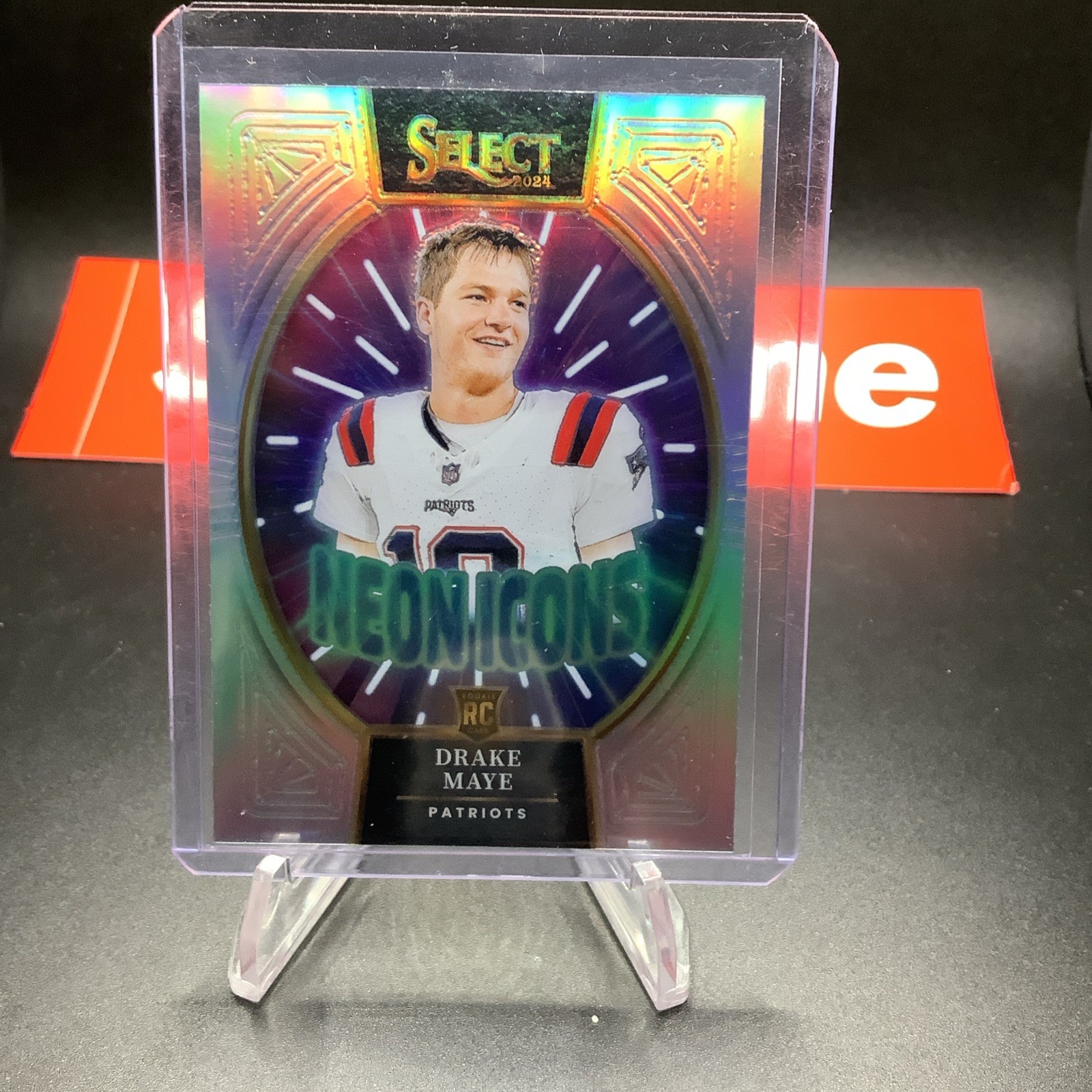 2024 Panini Select Neon Icons Drake Maye #15 Silver Prizm (RC) Patriots