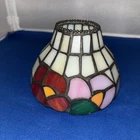 Vintage Stained Glass Tiffany STYLE Candle Holder Floral Shade