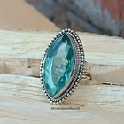 Handmade Aquamarine Ring: 925 Sterling Silver Gemstone Jewelry Ring All Size