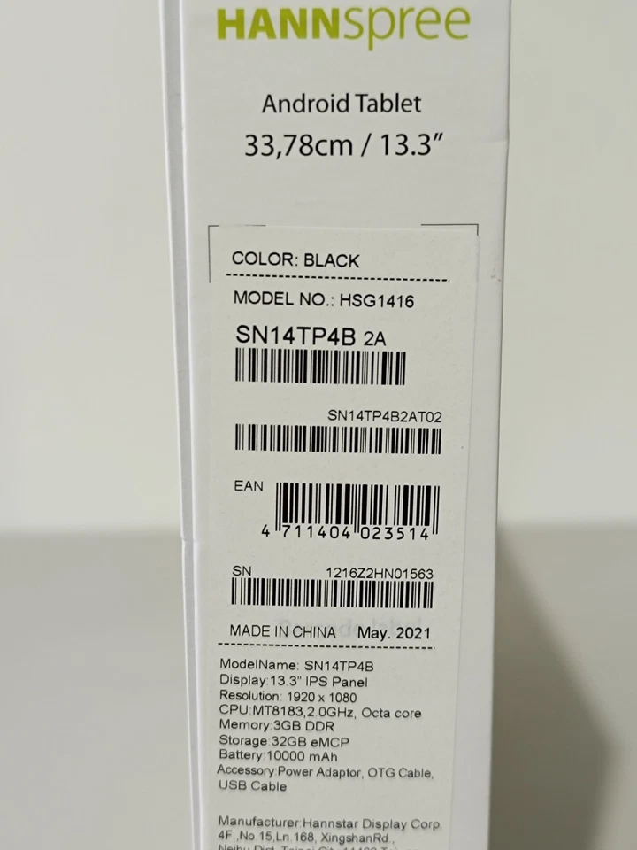 Hannspree Zeus 13.3" Tablet Neu | Android 10, 32GB, FHD, Octa-Core _2,32_2 - Bild 2 von 4