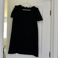 SHEIN BLACK SHORT SLEEVE SCALLOP COLLAR & NECK CASUAL DRESS SIZE S