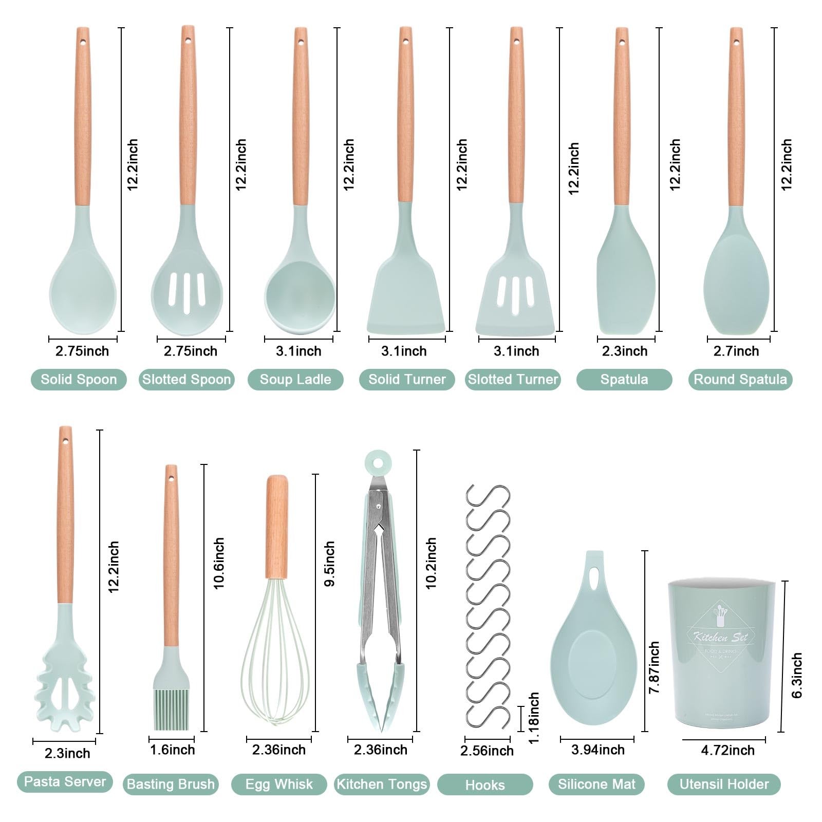 Offerta Set 23 Utensili Cucina Hoewphofly Silicone e Legno - 2