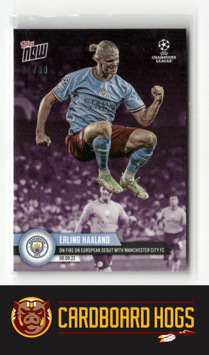 2022-23 Topps Now UEFA #006 Erling Haaland Manchester City On Fire Debut 02/99 - Picture 1 of 2