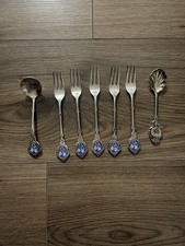 Vintage Silver 5 Forks And 2 Spoons In Used Condition