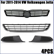 For 2011-2014 VW Jetta Front Bumper Grille & Pair Fog Light Covers 5C6853671RYP