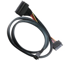 12GB/s Mini SAS Cable SFF 8643 to SFF 8639 NVMe SSD W/ 15 Pin SATA Power 50cm j