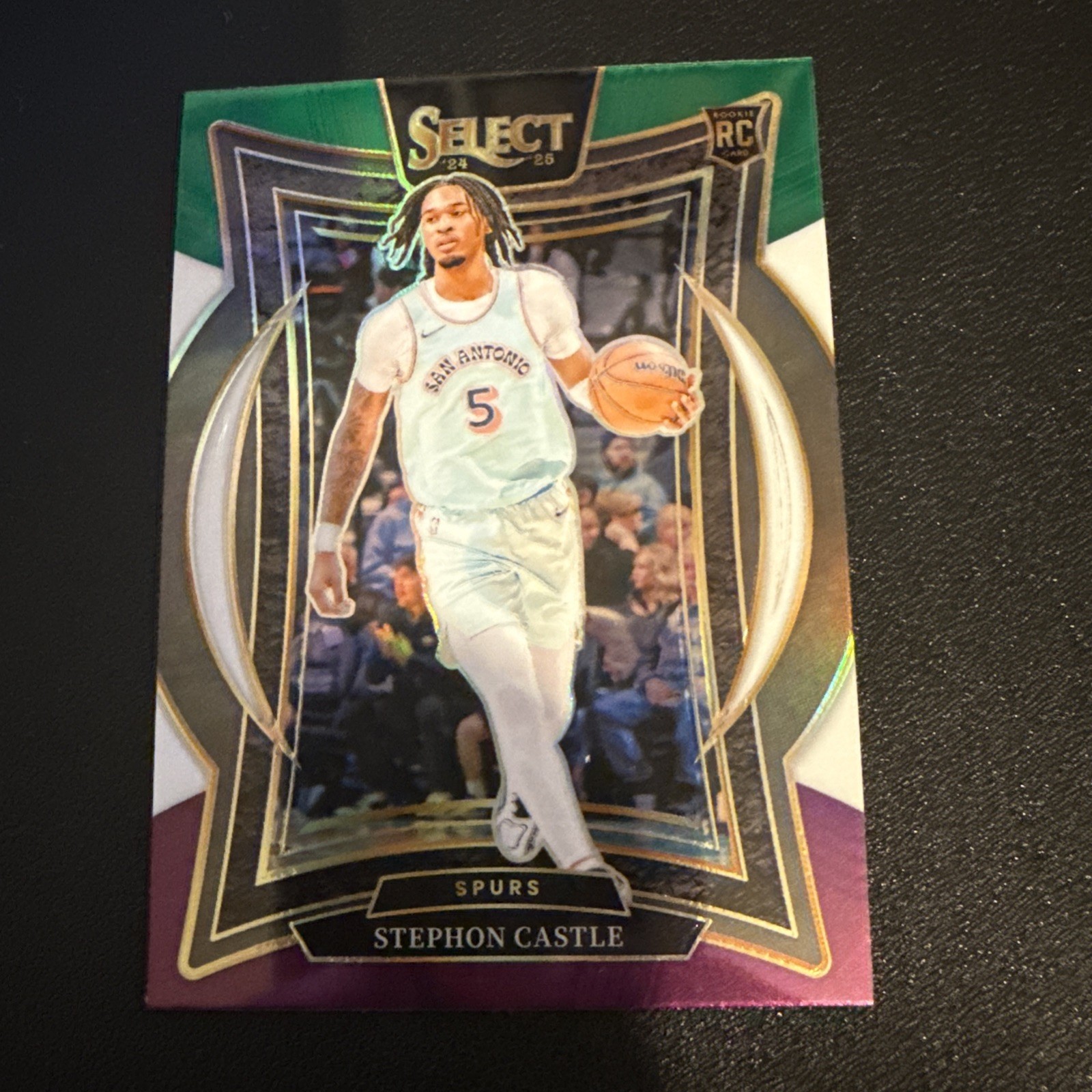 Stephon Castle Rookie #72 2024-25 Panini Select Green White Purple Prizm Spurs
