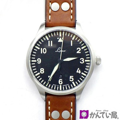 Laco Pilot Genf 2.D 40mm SS Quartz Black Dial