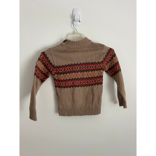 Eddie Bauer 100% Cotton Kid's Sweater, Size Small 8 Fair Isle Tan Quarter Zip - Picture 6 of 6