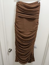 ASOS Strapless Brown Ruched Dress