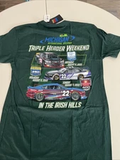 Michigan Intl Speedway Triple Header Weekend June 2022 Green T-shirt medium