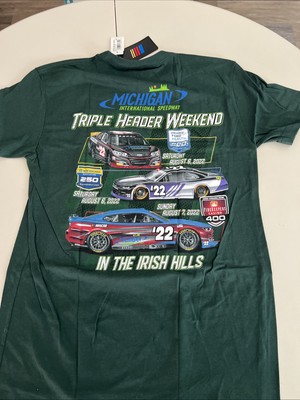 Michigan Intl Speedway Triple Header Weekend June 2022 Green T-shirt medium