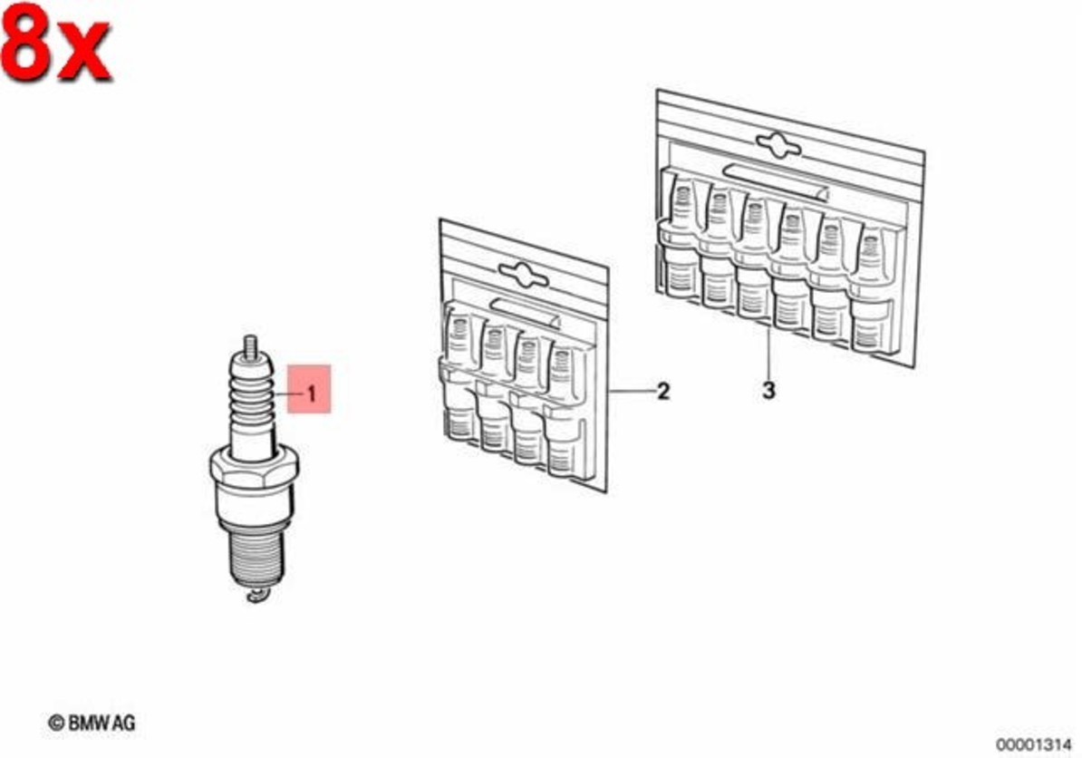 Genuine BMW E31 E32 E34 E36 E38 Ignition Spark Plug SET 8pcs OEM 12129063428