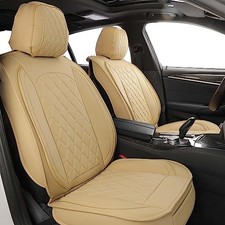 MIROZO Seat Covers Full Set, Leather Automotive Seat Covers protector - Beige
