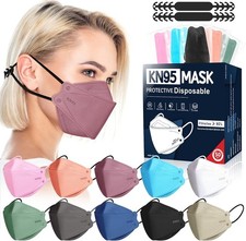 50 Pack 5 Layer KN95 Face Masks Disposable Adults Wildfire Smoke Dust Breathable
