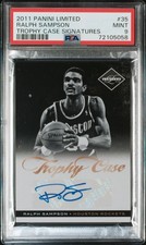 PSA 9 RALPH SAMPSON #/49 Auto 2011 Panini Limited Trophy Case Signatures ROCKETS
