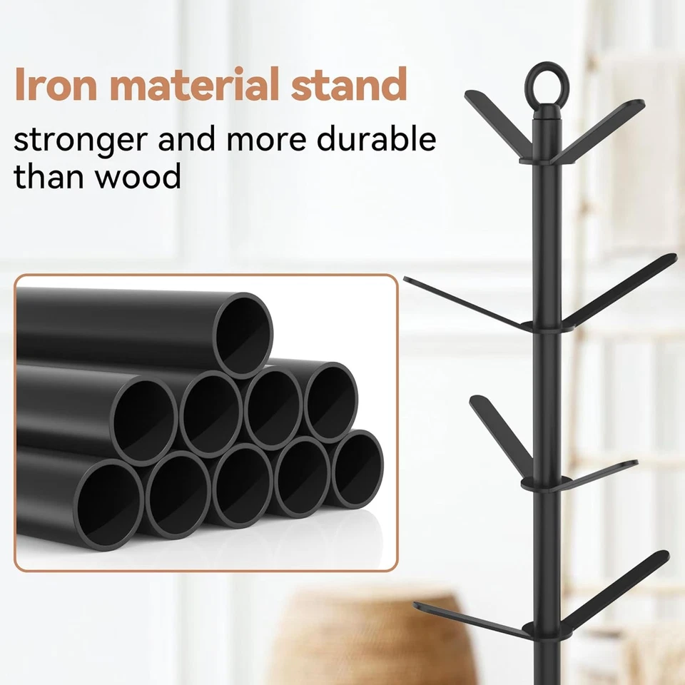 Suporte para caneca de café simesove, árvore de xícara antiderrapante com 8 ganchos, base natural de madeira - Imagem 4 de 4