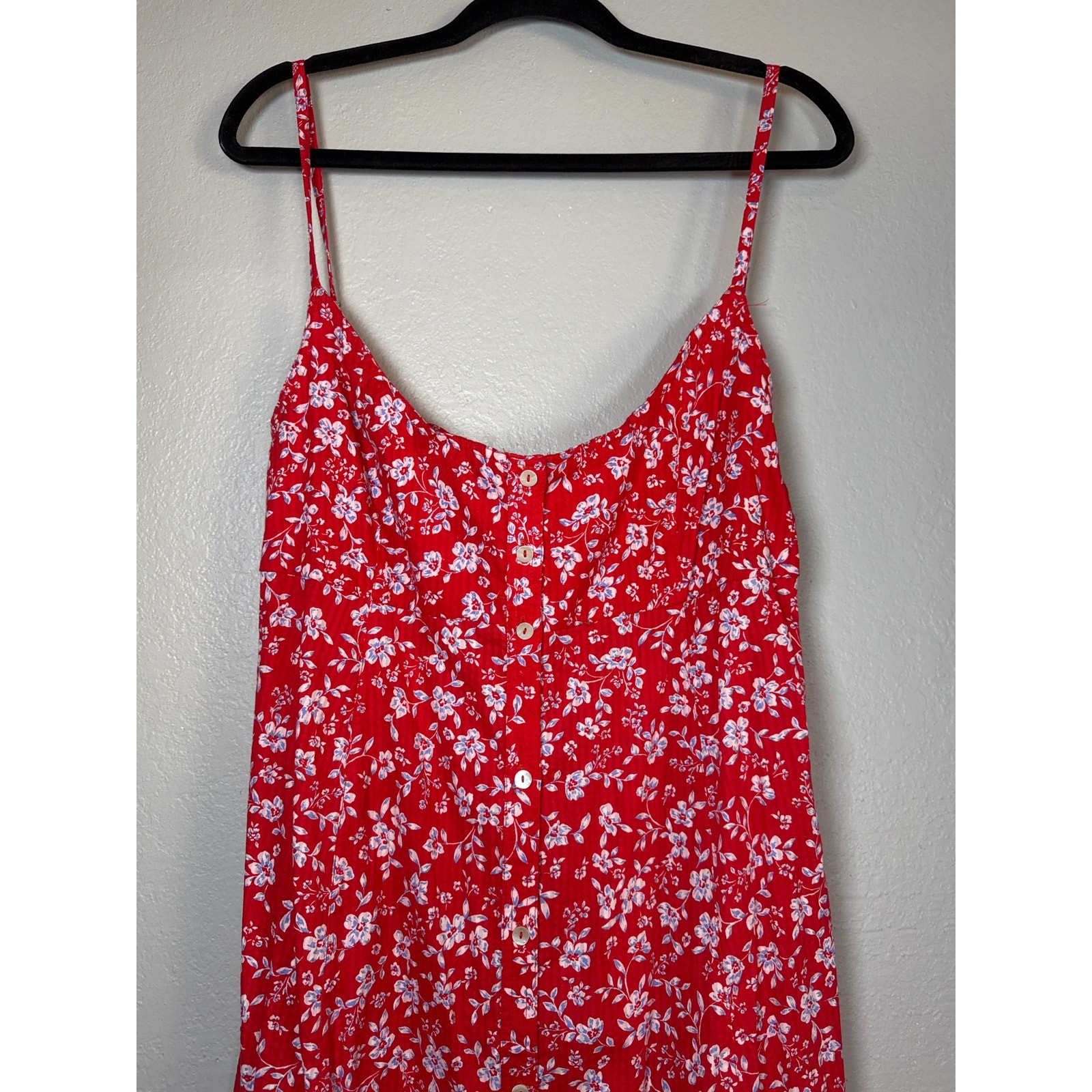 NEW Mango Red Strappy Floral Print Dress Womens Large Sundress Sleeveless Summer thumbnail 3