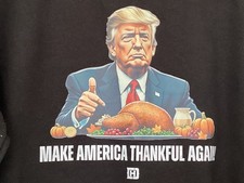 Donald Trump President black Sweatshirt sz M Make America Thankful Again  MAGA