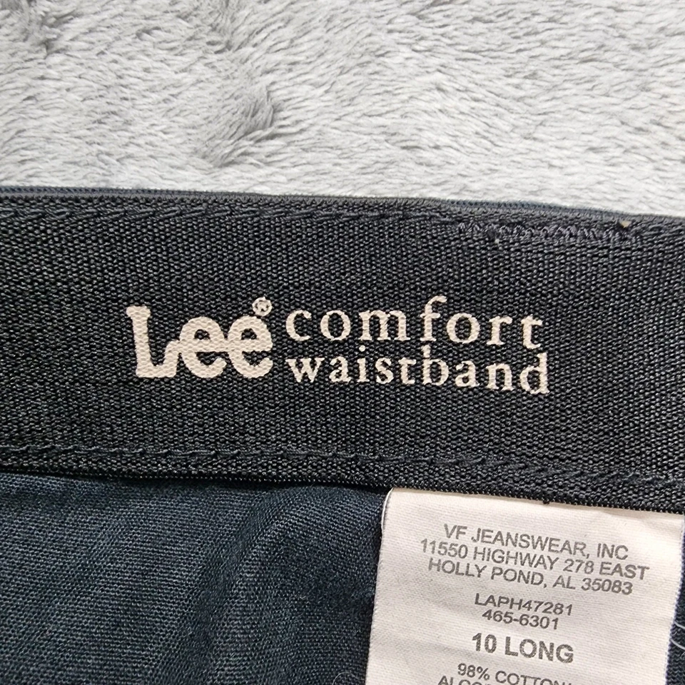 Lee Pants Womens 10 LONG Black Mid Rise Bootcut Trouser Leg Chino Office Preppy - Image 4 of 4