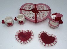 Miniature Resin Heart Valentine Tea Set
