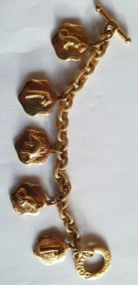 Signé GONTIE Magnifique Bracelet Vintage en métal doré - Photo 1/4