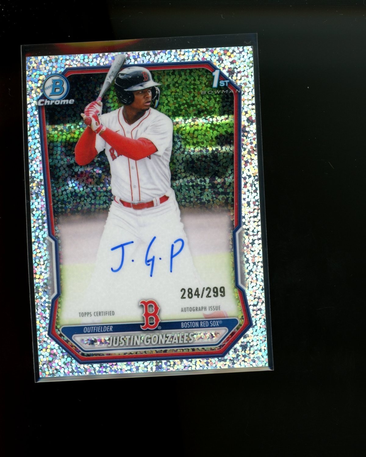 2026 Bowman Chrome Speckle Refractor Auto #CPAJG Justin Gonzales #d 284/299