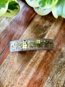 Louis Vuitton Vintage Thick Resin Silver Monogram Flower Inclusion Hair Barrette Louis Vuitton Silver Resin Monogram Inclusion Hair Clip  main image 2