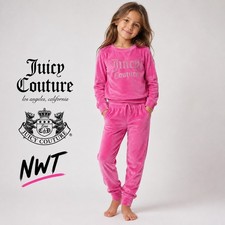 NWT Juicy Couture Sleep Set Girls 6 Pink Pajamas Velour Rhinestone Y2K