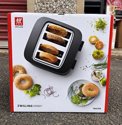 ZWILLING ENFINIGY 4-Slice Toaster Black Matte Steel 1710W 7-Setting Bagel