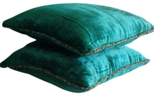Royal Peacock Green Pillow Cover, 16"x16" Velvet-Royal Peacock Green Shimmer